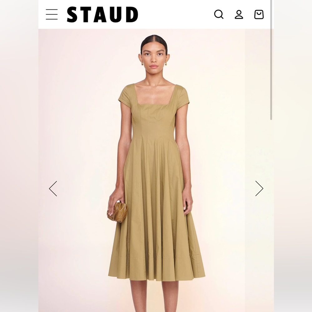 STAUD short sleeve well dress in Khaki